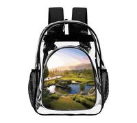 FekiLoot Golf Resort Park Clear Backpacks PVC Transparent,Bookbag for Adult,Adjustable Straps,Travel Backpack with Pouch Pocke for Capacity Cup