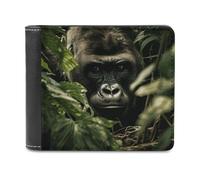 FekiLoot Gorilla Landscape PU Leather Wallet Bifold Wallet Front Pocket Wallets Fashion Purse Slim Billfold Credit Card Holder