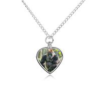 FekiLoot Gorilla on The Ground Custom Ashes Necklace Personalized Pet Urn Hair Cremation Souvenir Necklace Memorial Keepsake Holder Pendant Heart Jewelry for Ashes Gift for Dog Loss