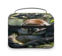 FekiLoot Gorilla on The Ground Makeup Bag Large Capacity Travel Cosmetic Bag Lightweight Hand-held Toiletry Bags Portable Cosmetic Pouch Cute Make Up Pouch for Women