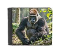 FekiLoot Gorilla on The Ground Wallet Large Capacity Slim Bifold Wallet with Multiple Card Slots PU Leather Men Purse