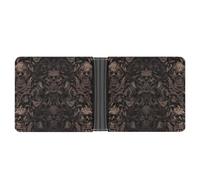 FekiLoot Gothic Wallpaper for Walls Skull Damask Slim Wallet-Thin & Stylish,Leather Wallet for Men And Women,Bifold Wallet Gifts for Husband Father