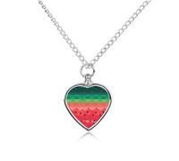 FekiLoot Gradient Watermelon Pet Cremation Jewelry Personalized for Man, Custom Dog Urn Necklaces for Ashes, Heart-Shaped Pendant Urn Necklaces for Cat Lover Woman, with Funnel Kit