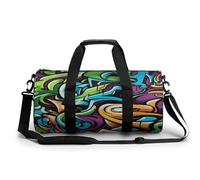 FekiLoot Graffiti Drawing Art Gym Bag Mens And Womens,Duffle Bag with Double Zippers,Tote Bag for Airport Subway Gymnasium