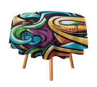 FekiLoot Graffiti Drawing Art Round Tablecloth - Heavy Duty and Washable,Polyester Decorative Fabric Table Cover,Tablecloths for Kitchen Dining, Wedding, Birthday Party70x70in
