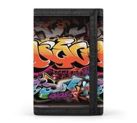 FekiLoot Graffiti Hip Hop Wallet for Women Men Trifold Wallet Large Front Pocket Wallets Travel Slim RFID Blocking Wallets Coin Purse Credit Card Holder