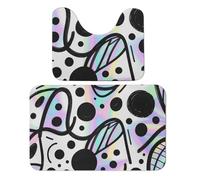 FekiLoot Graffiti Wave Art Bath Rug Mat 2 Piece Set 19.7"x31.5" Super Absorbent Bathroom Rugs with U Shaped Contour Bathroom Mat Washable Bath Mats, Non-Slip Backing for Toilet Rug