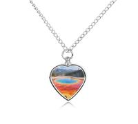 FekiLoot Grand Prismatic Springs Urn Necklace Heart, Cremation Jewelry with Funnel Kit Keepsake,Ashes Necklace for Dog Cat Love Women And Men