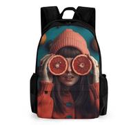FekiLoot Grapefruit Covering Eyes Laptop Backpack-Men/Women,Casual Daypack with Multiple Pockets,BookBag for Hiking,Camping
