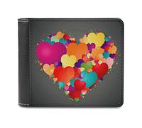 FekiLoot Graphics Love HeartsGraphics Love Hearts Wallet Large Capacity Slim Bifold Wallet with Multiple Card Slots PU Leather Men Purse