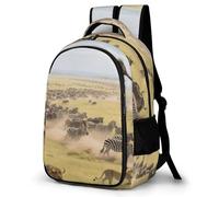 FekiLoot Grassland Animal Migration Backpack for Women Men Nurse Bag Front Pocket, Carry On Backpack for Weekender Business Hiking