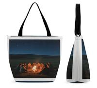 FekiLoot Grassland Starry Sky Bonfire Tote Bag Beach Bag Shopping Bags