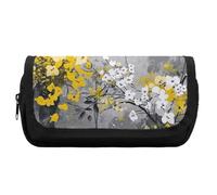 FekiLoot Gray Abstract Flower Pencil Case Office Pencil Box Large Capacity Pencil Box Pouch Holder Double Zipper Pencil Case Use to Organize Desktop And Plan Space Home Office