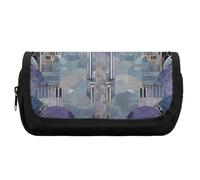 FekiLoot Gray And Purple Pattern Pencil Case Office Pencil Box Large Capacity Pencil Box Pouch Holder Double Zipper Pencil Case Use to Organize Desktop And Plan Space Home Office