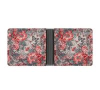 FekiLoot Gray Butterfly Pattern Leather Wallet Double-Sided Different Images Bifold Wallet Ultra Strong Stitching Slim Wallets