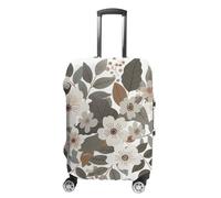 FekiLoot Gray Pastel Flowers Travel Luggage Cover Anti-Scratch Suitcase Cover Elastic Luggage Protector Fits 19-28 Inch Case, white, L, Stylish
