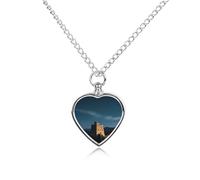 FekiLoot Great Wall Beacon Tower Urn Necklace Heart, Cremation Jewelry with Funnel Kit Keepsake,Ashes Necklace for Dog Cat Love Women And Men