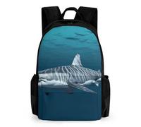 FekiLoot Great White Shark Laptop Backpack-Men/Women,Casual Daypack with Multiple Pockets,BookBag for Hiking,Camping