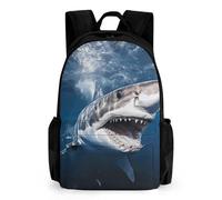 FekiLoot Great White Shark Opens Mouth Laptop Backpack-Men/Women,Casual Daypack with Multiple Pockets,BookBag for Hiking,Camping