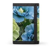 FekiLoot Green And Blue Hibiscus Flowers Wallet Slim Trifold Wallets with Multiple Card Slots Credit Card Holder Pocket Coin Purse