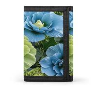 FekiLoot Green And Blue Hibiscus Flowers Wallet Slim Trifold Wallets with Multiple Card Slots Credit Card Holder Pocket Coin Purse