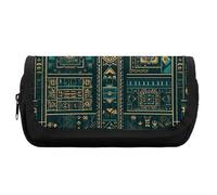 FekiLoot Green And Yellow Pattern Pencil Case Office Pencil Box Large Capacity Pencil Box Pouch Holder Double Zipper Pencil Case Use to Organize Desktop And Plan Space Home Office