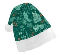 FekiLoot Green Animals Santa Hat Comfortable Soft Christmas Hat Reusable Christmas Cap for Adults for Xmas And New Year Holiday Party Supplies