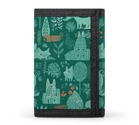 FekiLoot Green Animals Wallet Compact Blocking Trifold Wallets with Zipper Minimalist Purse Wallet Credit Card Holder