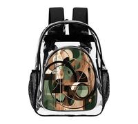 FekiLoot Green Circle Pattern Clear Backpacks PVC Transparent,Bookbag for Adult,Adjustable Straps,Travel Backpack with Pouch Pocke for Capacity Cup
