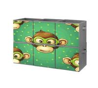 FekiLoot Green Clever Monkey Storage Bin for Foldable And Handles,Closet Organizer of 6-Pack Stackable,Storage Box for Living,Room, Office,Bedroom,Closet