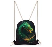 FekiLoot Green Dragon Drawstring Backpack Sports Gym Bag Drawstring Bags Foldable Backpack for Women Men