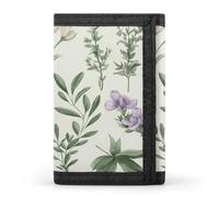 FekiLoot Green Flower Herb Sage Leaves And Branches Wallet for Women Men Trifold Wallet Large Front Pocket Wallets Travel Slim RFID Blocking Wallets Coin Purse Credit Card Holder