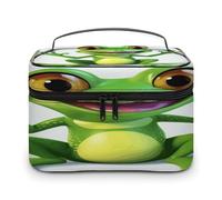 FekiLoot Green Frog Makeup Bag Large Capacity Travel Cosmetic Bag Lightweight Hand-held Toiletry Bags Portable Cosmetic Pouch Cute Make Up Pouch for Women