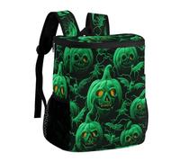 FekiLoot Green Ghost Horror Halloween Pumpkin Durable Cooler Backpack, Cooler Bag Large & Leakproof,Collapsible Cooler for Hot And Cold,Camping