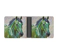 FekiLoot Green Horse Wallet Slim Leather Bifold Wallet Extra Capacity Wallets with Multiple Card Slots Men Billfold