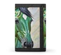 FekiLoot Green Horse Wallet Slim Trifold Wallets with Multiple Card Slots Credit Card Holder Pocket Coin Purse