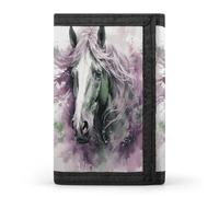 FekiLoot Green Horse Wallets Exquisite Trifold Wallet Front Pocket Wallet with Zipper Keychain Coin Purse Credit Card Holder for Adult