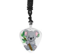 FekiLoot Green Leaf Koala Guitar Pick Necklace Personalized Double Sided Print Guitar Pick with Rope Titanium Steel Guitar Picks Pendant Necklace for Music Lovers Boyfriend Gifts