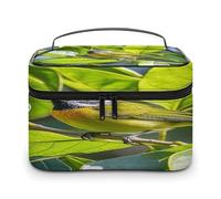 FekiLoot Green Leaves And Birds Makeup Bag Large Capacity Travel Cosmetic Bag Lightweight Hand-held Toiletry Bags Portable Cosmetic Pouch Cute Make Up Pouch for Women