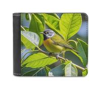 FekiLoot Green Leaves And Birds Wallet Large Capacity Slim Bifold Wallet with Multiple Card Slots PU Leather Men Purse