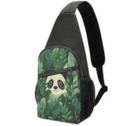 FekiLoot Green Leaves Panda Pattern Chest Pack for Men & Women,Chest Bag with Zipper Pockets,Adjustable Strap,Crossbody Bags for Travel,Daily