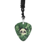 FekiLoot Green Leaves Panda Pattern Guitar Pick Necklace Pendant Necklace