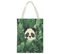 FekiLoot Green Leaves Panda Pattern Shopping Bag Canvas Tote Bag