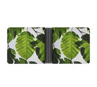 FekiLoot Green Leaves Pattern Wallet Slim PU Bifold Design Wallet with Multiple Card Slots Wallets Extra Capacity Pocket Wallets