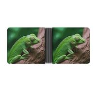 FekiLoot Green Lizard Leather Wallet Mens Bifold Wallets Travel Cash Credit Card Holder Womens Minimalist Purse