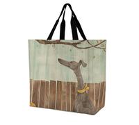 FekiLoot Greyhound in The Garden Shopping Bag Foldable, Multipurpose Shoulder Bag, Reusable Grocery Bag Holder with Long Shoulder Strap, Waterproof Tote Bags for Work, Beach, Travel