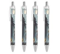 FekiLoot Grim Reaper Ballpoint Pens Retractable Black Ink Ballpoint Pens 0.5mm Medium Point Smooth Writing Pattern Pen with Super Soft Grip Cute Work Supplies for Men Women 4 PCS