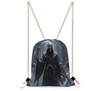 FekiLoot Grim Reaper Drawstring Backpack Sports Gym Bag Drawstring Bags Foldable Backpack for Women Men