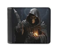 FekiLoot Grim-Reaper Leather Wallet for Women&Men Billfold Purse Credit Card Holder Slim Bifold Wallet Front Pocket Wallets