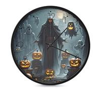 FekiLoot Grim Reaper Wall Clock 10 Inch Silent Non Ticking Battery Operated Round Wall Clock Modern Decorative Clocks for Kitchen Home Office Living Room Bedroom Bathroom Black